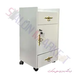 ترولی آرایشگاهی چوبی دو کشو یک کمد