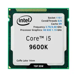 پردازنده اینتل مدل i5 9600K CoffeeLake بدون باکس دست دوم | فروشگاه اینترنتی قطعات کامپیوتر | سامان پی‌سی