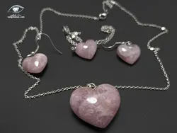 نیم ست کوارتز صورتی شامل دستبند، آویز و گوشواره 23 گرم