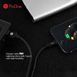 کابل فست شارژ USB به USB-C پرووان مدل PCC150 PD01 به طول ۱ متر