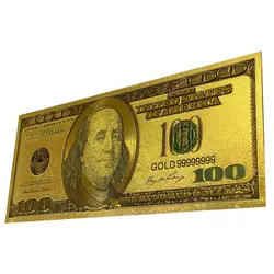 اسکناس 100 دلار آمریکا روکش آب طلا