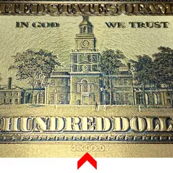 اسکناس 100 دلار آمریکا روکش آب طلا