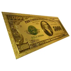 اسکناس 5000 دلار آمریکا روکش آب طلا