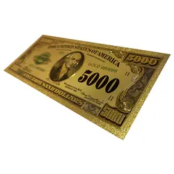 اسکناس 5000 دلار آمریکا روکش آب طلا