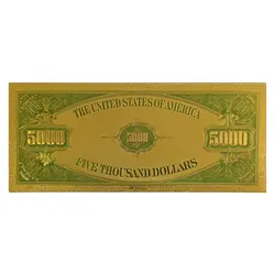اسکناس 5000 دلار آمریکا روکش آب طلا