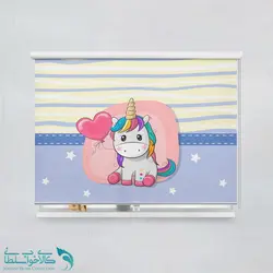 پرده شید اتاق کودک طرح اسب تکشاخ  کد A1208