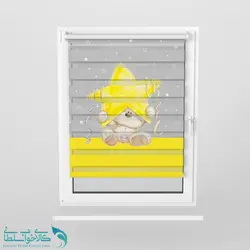 پرده زبرا اتاق کودک طرح تدی طوسی طلایی کد A2443