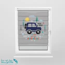 پرده زبرا اتاق کودک طرح ماشین ابی کد A2426