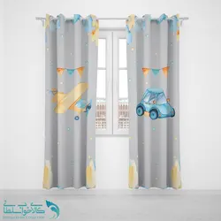 پرده پانچی اتاق کودک طرح هواپیما کد A2731