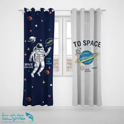 پرده پانچی اتاق کودک طرح فضانورد کد A2739