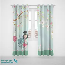 پرده پانچی اتاق کودک طرح دخترک مهربون کد A2711