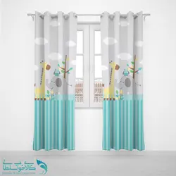 پرده پانچی اتاق کودک طرح زرافه کد A2720