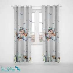 پرده پانچی اتاق کودک طرح تدی خلبان کد A2887