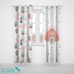 پرده پانچی اتاق کودک طرح کاکتوس کد A2944