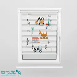 پرده زبرا اتاق کودک طرح پسرانه جرثقیل کد A3040