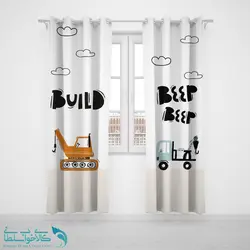 پرده پانچی اتاق کودک طرح پسرانه جرثقیل کد A3040