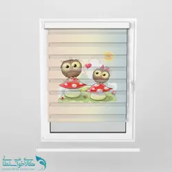 پرده زبرا اتاق کودک طرح جغد عاشق کد A1374
