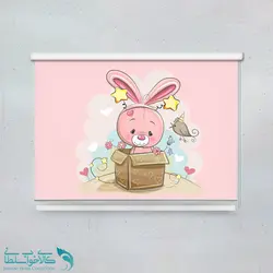 پرده شید اتاق کودک طرح خرگوش صورتی کدA1372