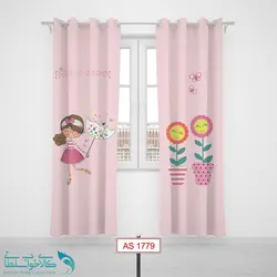 پرده پانچی اتاق کودک طرح دختر و چتر کد A1779