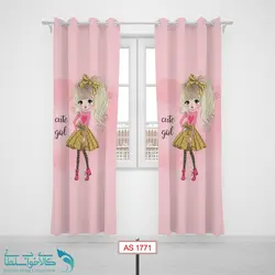 پرده پانچی اتاق کودک طرح دختر جذاب کد A1771