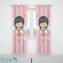 پرده پانچی اتاق کودک طرح دختر پروانه ای کد A1774