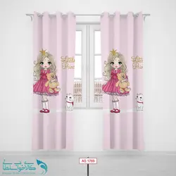 پرده پانچی اتاق کودک طرح دختر و گربه کد A1769