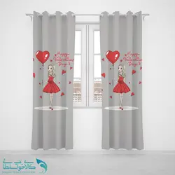پرده پانچی اتاق کودک طرح ولنتاین کد A1730