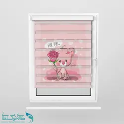 پرده زبرا اتاق کودک طرح خرس صورتی کد A1391