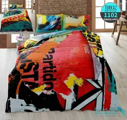 سرویس لحاف روتختی سه بعدی مدل منسا برند Turkaz کد 1102 یک نفره 4 تکه