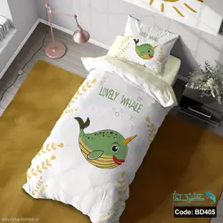 روتختی یک نفره سه بعدی طرح lovely whale کد BD405 چهار تکه