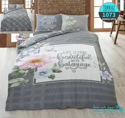 سرویس لحاف روتختی سه بعدی مدل ژاسمن برند Turkaz کد 1073 یک نفره 4 تکه