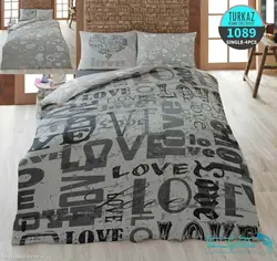 سرویس لحاف روتختی سه بعدی مدل love برند Turkaz کد 1089 یک نفره 4 تکه