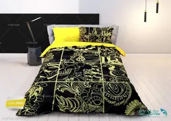 سرویس لحاف روتختی سه بعدی ترکسان مدل گلوریا زرد کد D403 یک نفره 4 تکه