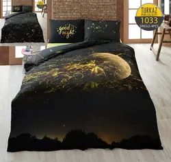 سرویس لحاف روتختی مدل شب برند Turkaz یک نفره 4 تکه طرح 1033