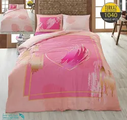 سرویس لحاف روتختی مدل تاش برند Turkaz یک نفره 4 تکه طرح 1040