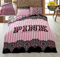 سرویس لحاف روتختی مدل pink برند Turkaz یک نفره 4 تکه طرح 1058