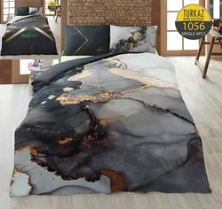 سرویس لحاف روتختی مدل سنگ برند Turkaz یک نفره 4 تکه طرح 1056