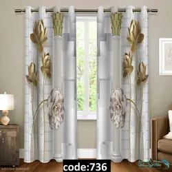 پرده پانچی طرح گل طلایی مدل Sh-736