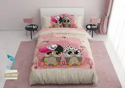 روتختی مدل جغد صورتی برند ترکسان کد D238 یک نفره 4 تکه