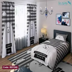 روتختی طرح خرس سیاه و سفید یکنفره کد BD1240