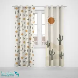 پرده پانچی اتاق کودک طرح کاکتوس کد A3058