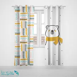 پرده پانچی اتاق کودک طرح خرس قطبی کد A3055