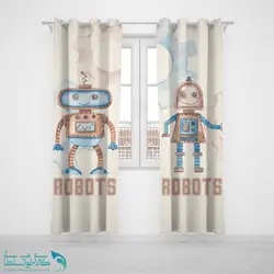 پرده پانچی اتاق کودک طرح ربات کد A3050