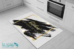 فرشینه آشپزخانه طرح گل مشکی طلایی کد FR1553