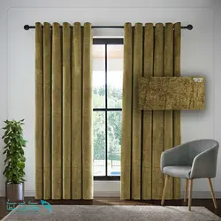 پرده ساده رنگ Dark Beige پارچه مخمل شانل کد 7057