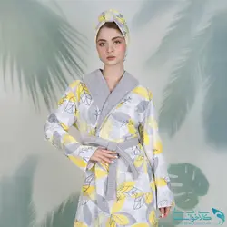 حوله تن پوش زنانه طرح ماهور زرد برند پود ایران