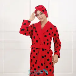 حوله تن پوش زنانه طرح خالدار قرمز برند پودایران