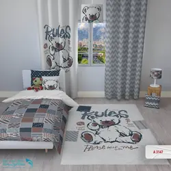 روتختی اتاق کودک طرح عروسک تدی سایز یکنفره کد A3147