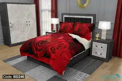 روتختی طرح گل رز برند دکو کد BD246 | دارای قابلیت تغییر رنگ پشت لحاف و ملحفه