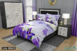 روتختی طرح گل و پروانه برند دکو کد BD413 | دارای قابلیت تغییر رنگ پشت لحاف و ملحفه
